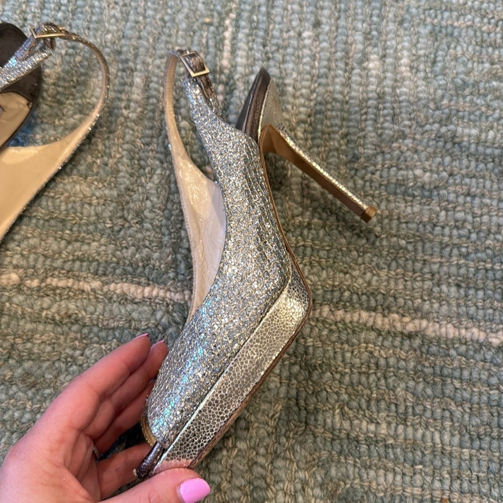 Jimmy Choo Sparkly Silver Heels - Picture 14 of 15